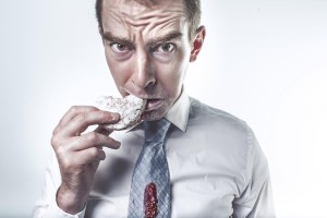 man eating cookies