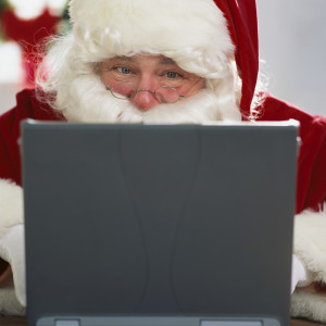 Santa Claus Using Laptop