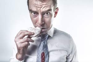 man eating bread