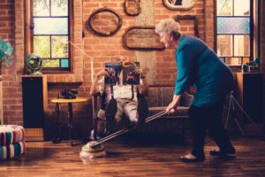 woman vacuuming